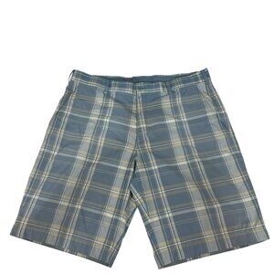 Nike Golf Plaid Shorts 36G Blue/Beige Lightweight Polyester/Spandex Mens